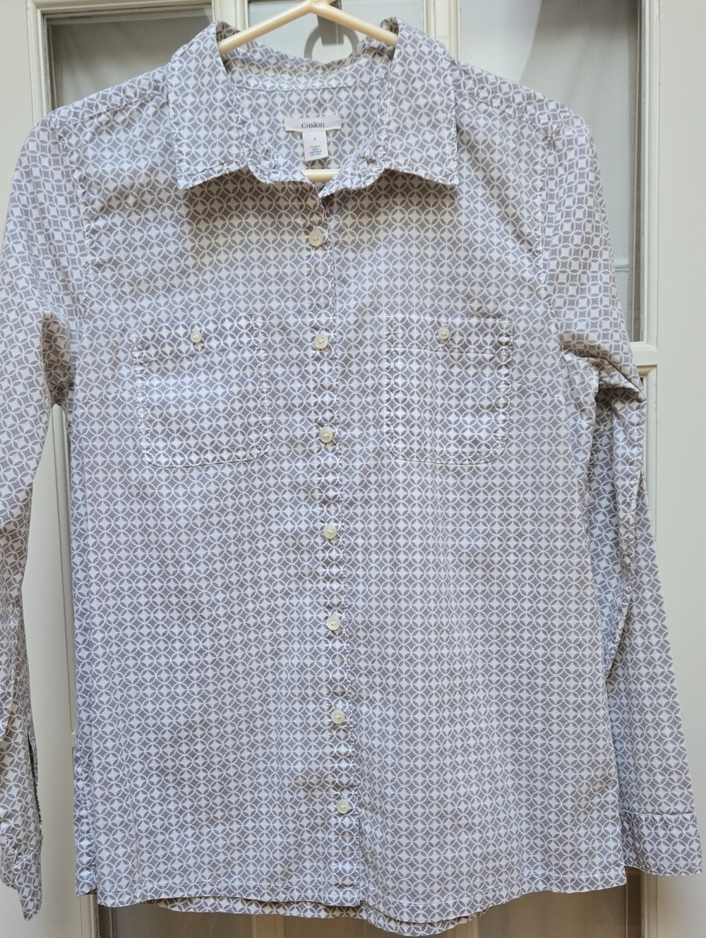 Caslon White and Gray Geometric Button-Down Shirt